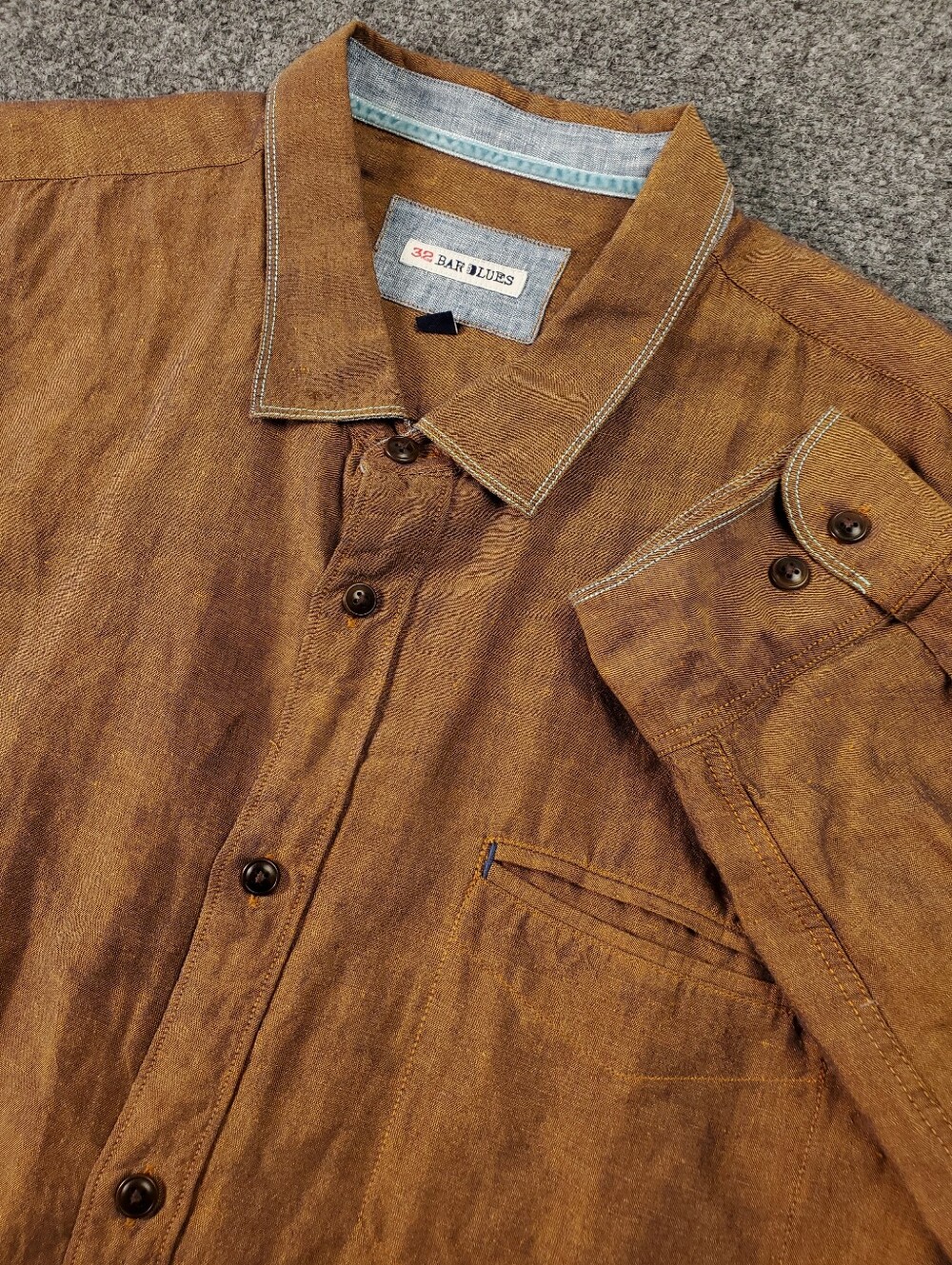 32 Bar Blues Linen Blend Shirt Mens 3XL Button Up Lightweight Summer Iridescent